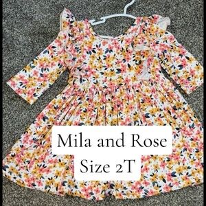 Girls' Floral Ruffle Dress - White with Pink & Yellow Flowers